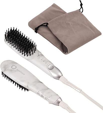 Agetuyaポータブルミニブラシアイロン(ポーチ付き) 大理石