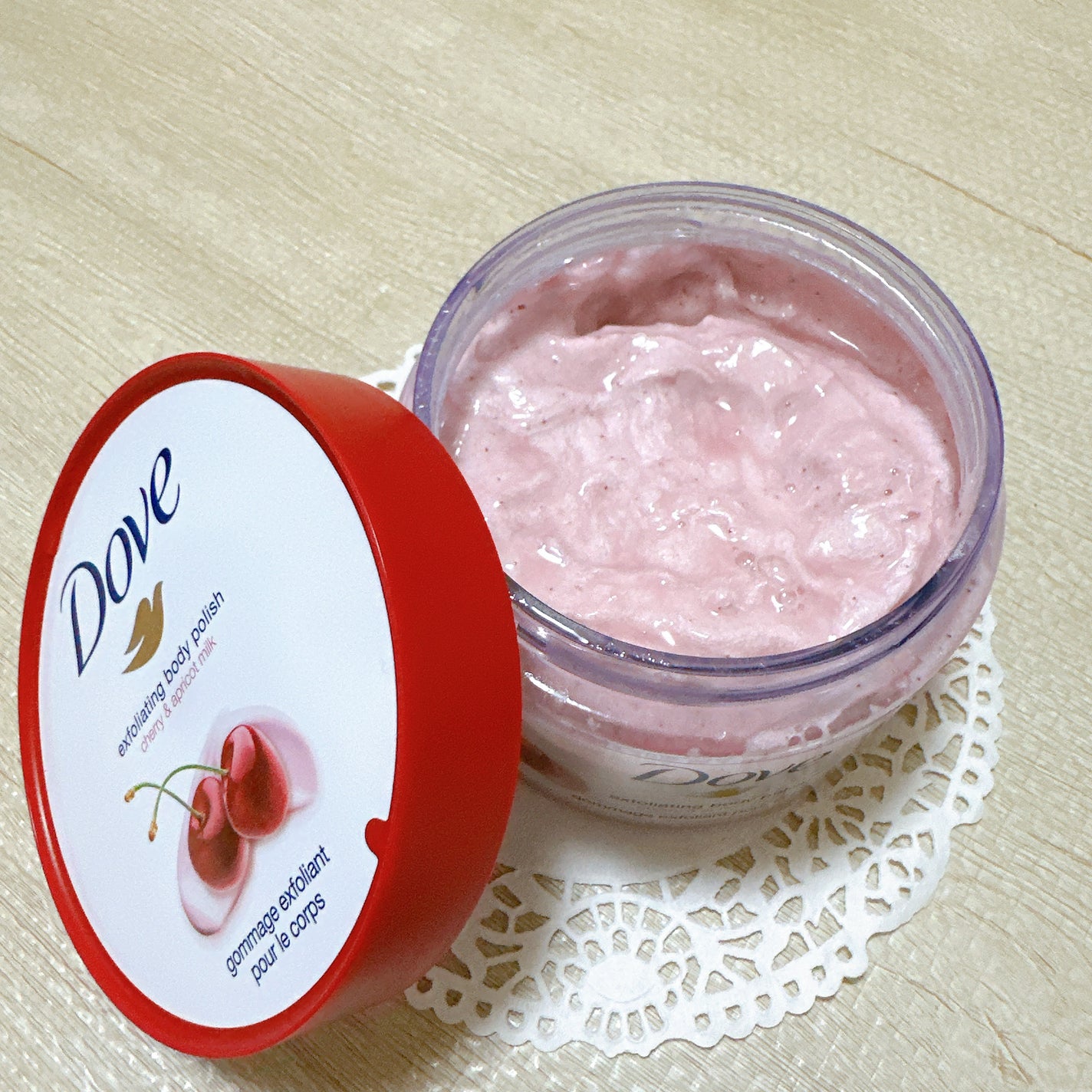 ダヴ ふわとろ クリーミースクラブ チェリー&アプリコットミルク/ダヴ/ボディスクラブを使ったクチコミ(3枚目)