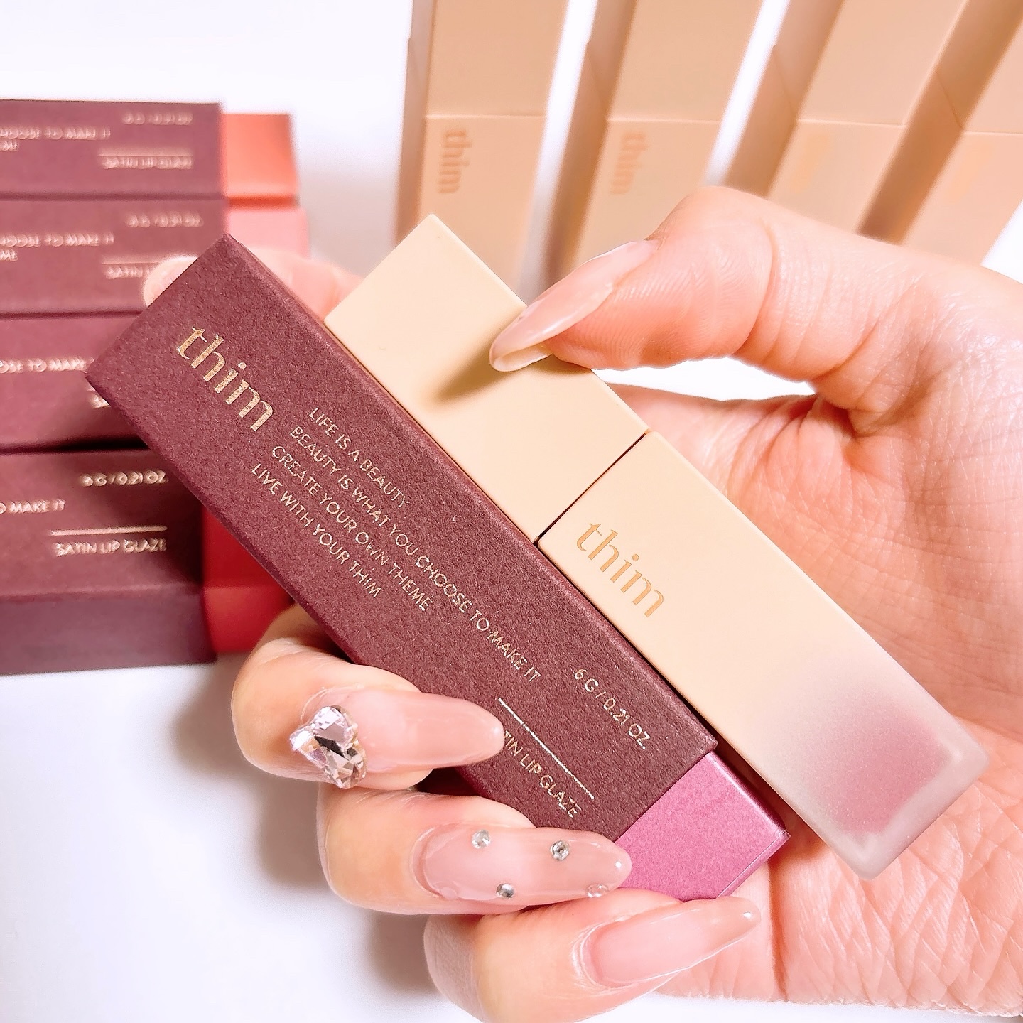 サテンリップグレイズ/thim/リップグロスを使ったクチコミ（2枚目）