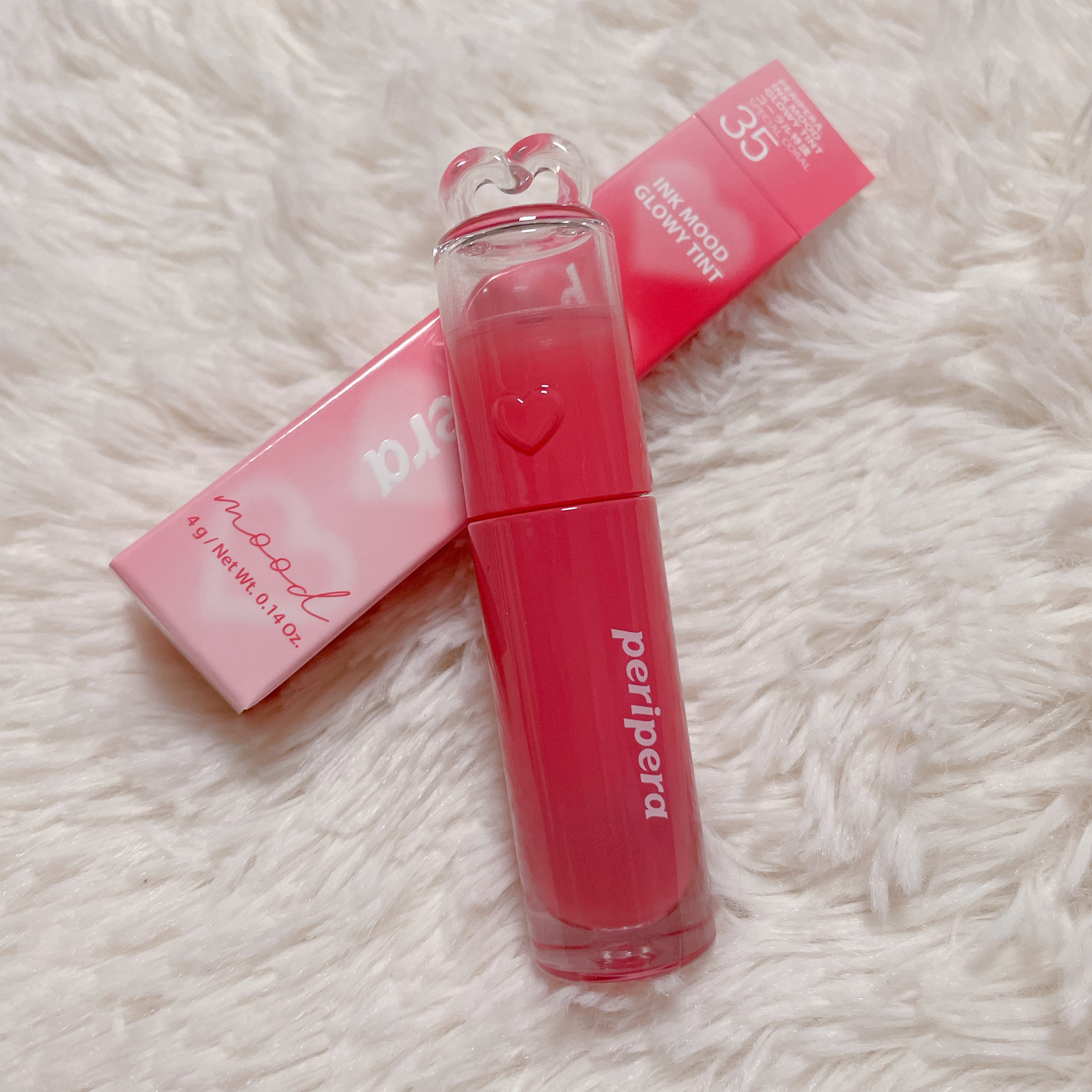 ペリペラ インク ムード グロイ ティント 35 SPECIAL CORAL(コーラル特講)【ハート盛り】/PERIPERA/リップティントを使ったクチコミ（1枚目）