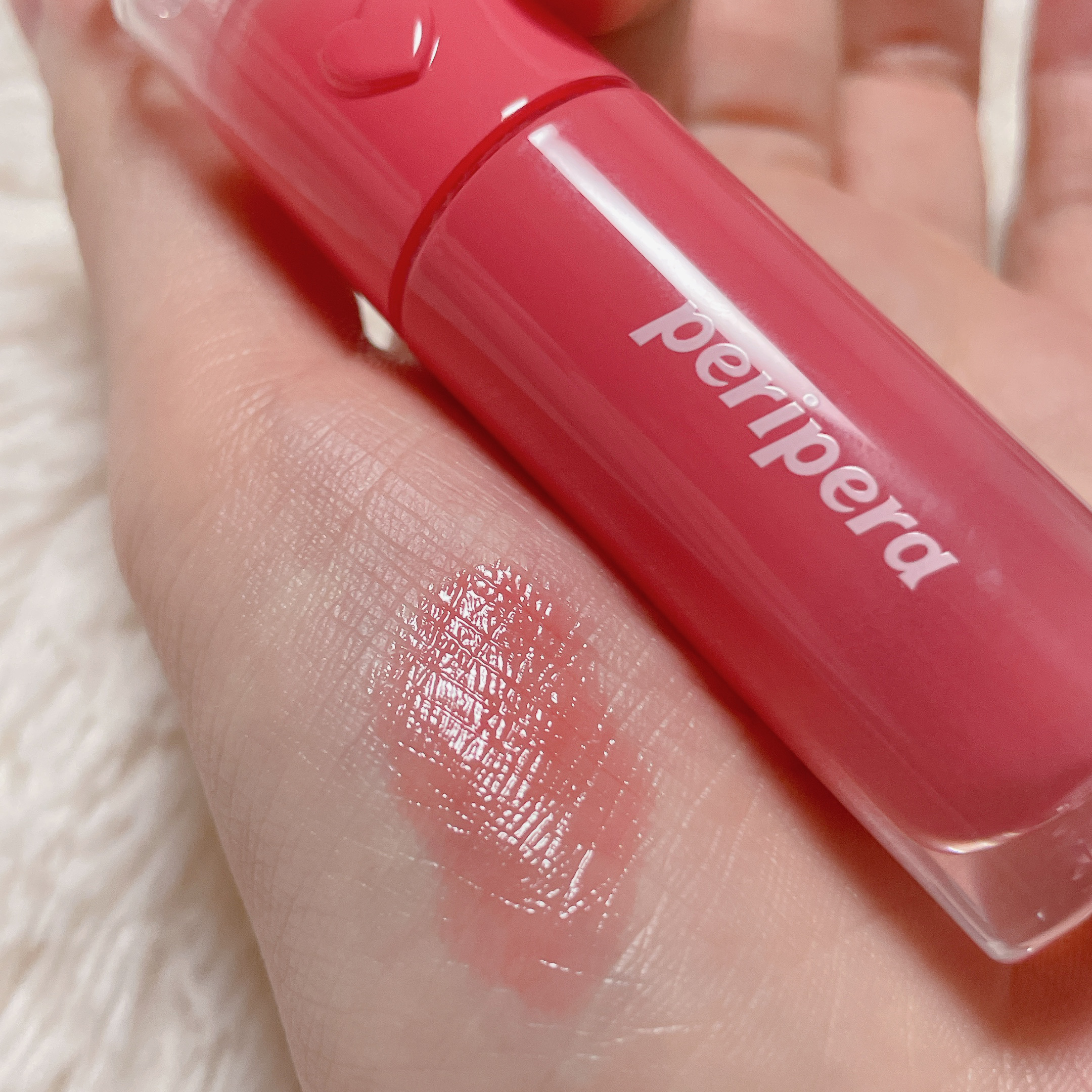 ペリペラ インク ムード グロイ ティント 35 SPECIAL CORAL(コーラル特講)【ハート盛り】/PERIPERA/リップティントを使ったクチコミ（2枚目）