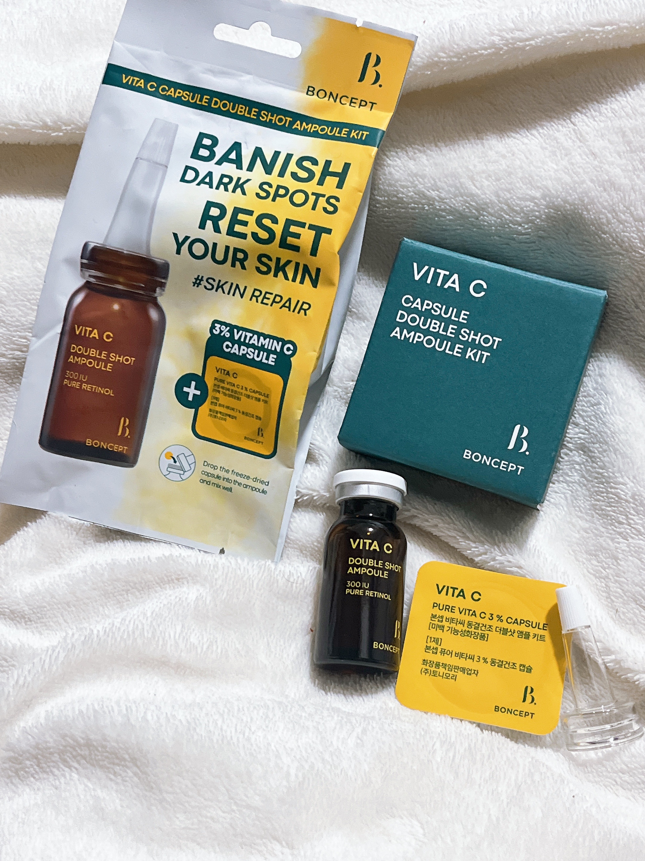 ビタC凍結乾燥ダブルショットアンプルキット/BONCEPT/美容液を使ったクチコミ（1枚目）