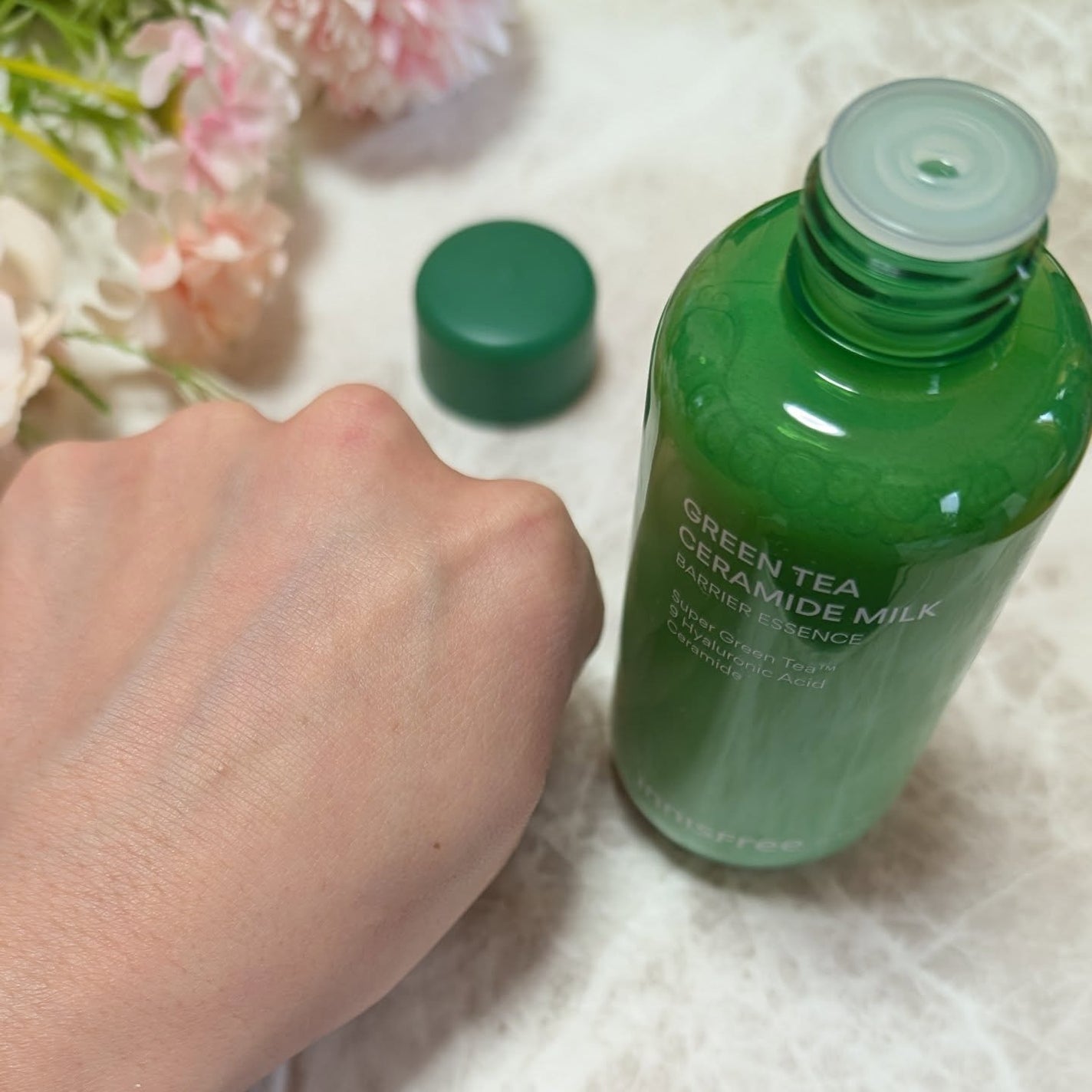 グリーンティー セラミド ミルク エッセンストナー/innisfree/化粧水を使ったクチコミ(5枚目)