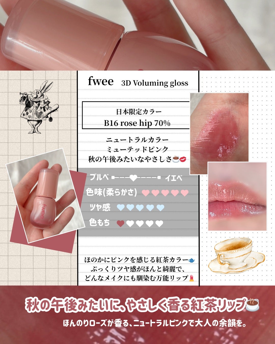 フィー 3Dボリューミンググロス/fwee/リップグロスを使ったクチコミ(4枚目)