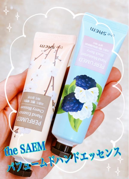the SAEM パフューム ハンドエッセンスのクチコミ「かわいいパケに惹かれました💓
ゆるーいテクスチャーのジェルクリームで肌にスーっと馴染みます。.....」(1枚目)