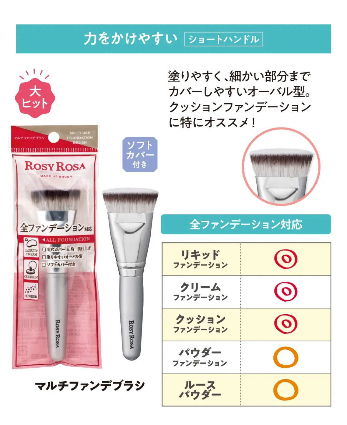 マルチファンデブラシ /ロージーローザ/メイクブラシを使ったクチコミ（2枚目）