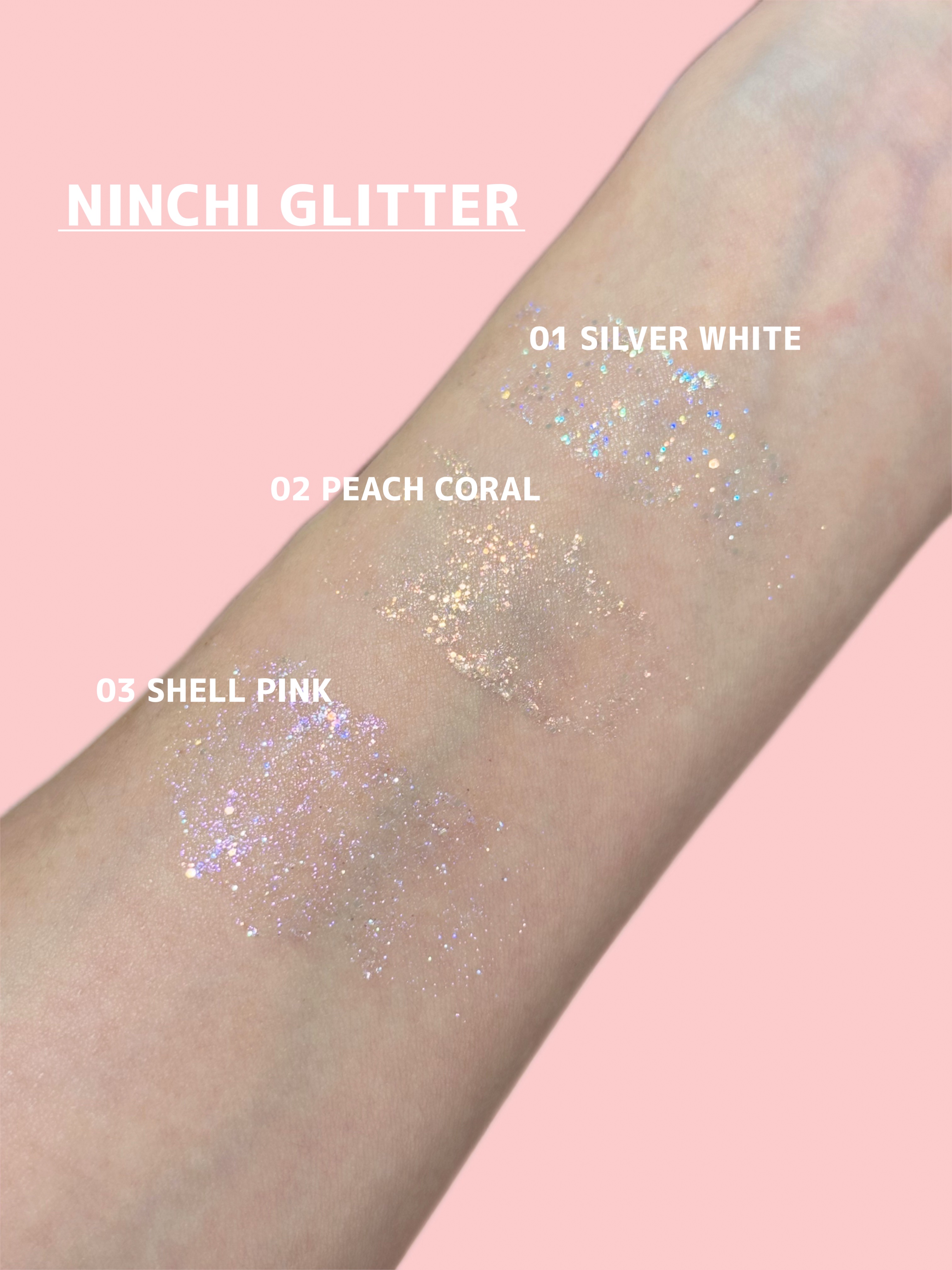 NINCHIGLITTER 02 PEACH CORAL（ピーチコーラル）/Pyt/グリッターを使ったクチコミ（3枚目）