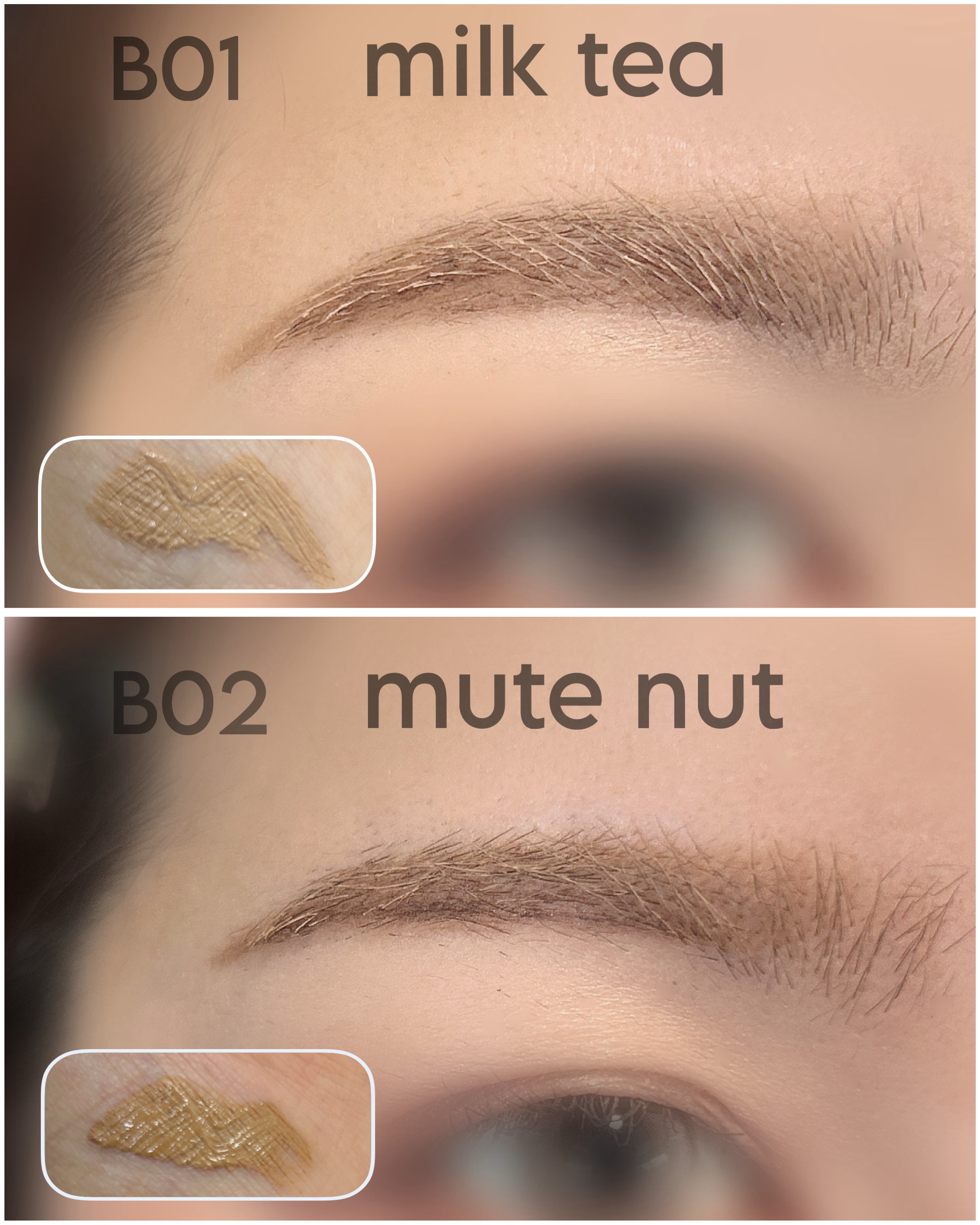 インスパイアスキニーブロウカラ/mude./眉マスカラを使ったクチコミ（2枚目）