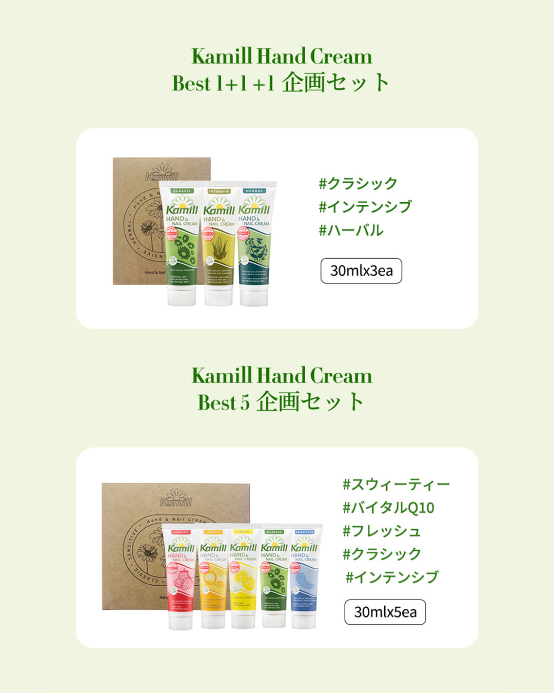 ハンド＆ネイルクリームミニ 企画セット30ml*5/カミール/その他キットセットを使ったクチコミ（2枚目）