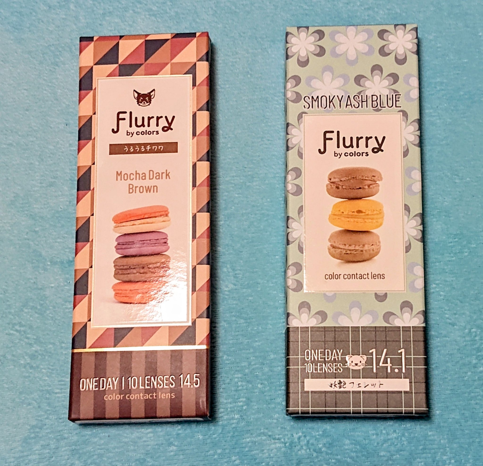 リピしてる、Flurry by colors、妖艶フェレットスモーキーアッシュブルー、モカダークブラウンうるうるチワワ◤•ω•◥
フルーリーのカラコンはわりと盛りが激しいのが多いけど、これらはナチュラルめに仕上がるので愛用してます。
妖艶フ