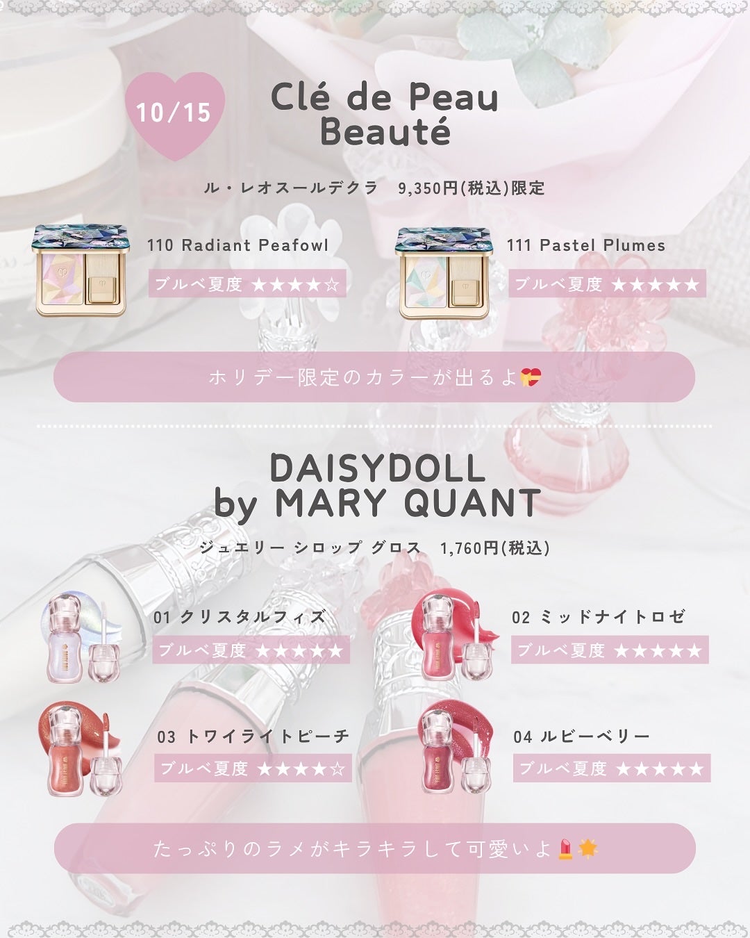 ぴーちゃん🧡インスタでコメント返信 on LIPS 「【ブルベ夏コスメカレンダー】ジルスチュアートのクリスマスコフレ..」(3枚目)