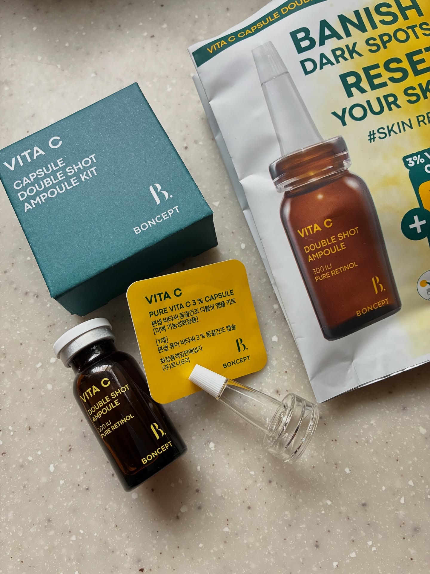 ビタC凍結乾燥ダブルショットアンプルキット/BONCEPT/美容液を使ったクチコミ（2枚目）
