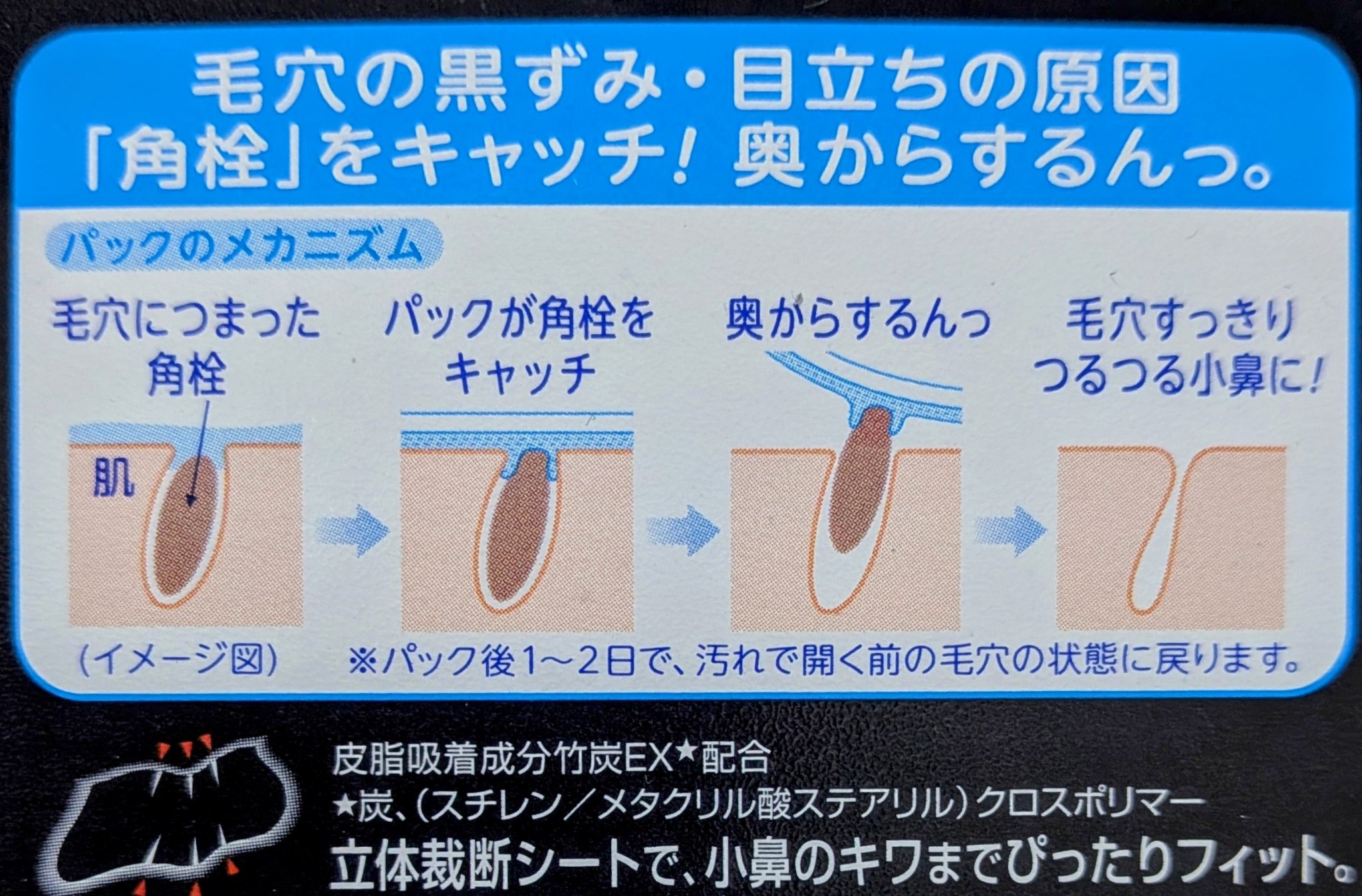 毛穴すっきりパック 鼻用 黒色タイプ/ビオレ/その他スキンケアを使ったクチコミ（2枚目）