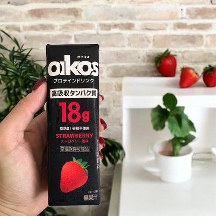 DANONE オイコス プロテインドリンクのクチコミ「DANONE
オイコス プロテインドリンク
ストロベリー🍓
💗脂肪ゼロ!💗
💗砂糖不使用💗
.....」(1枚目)