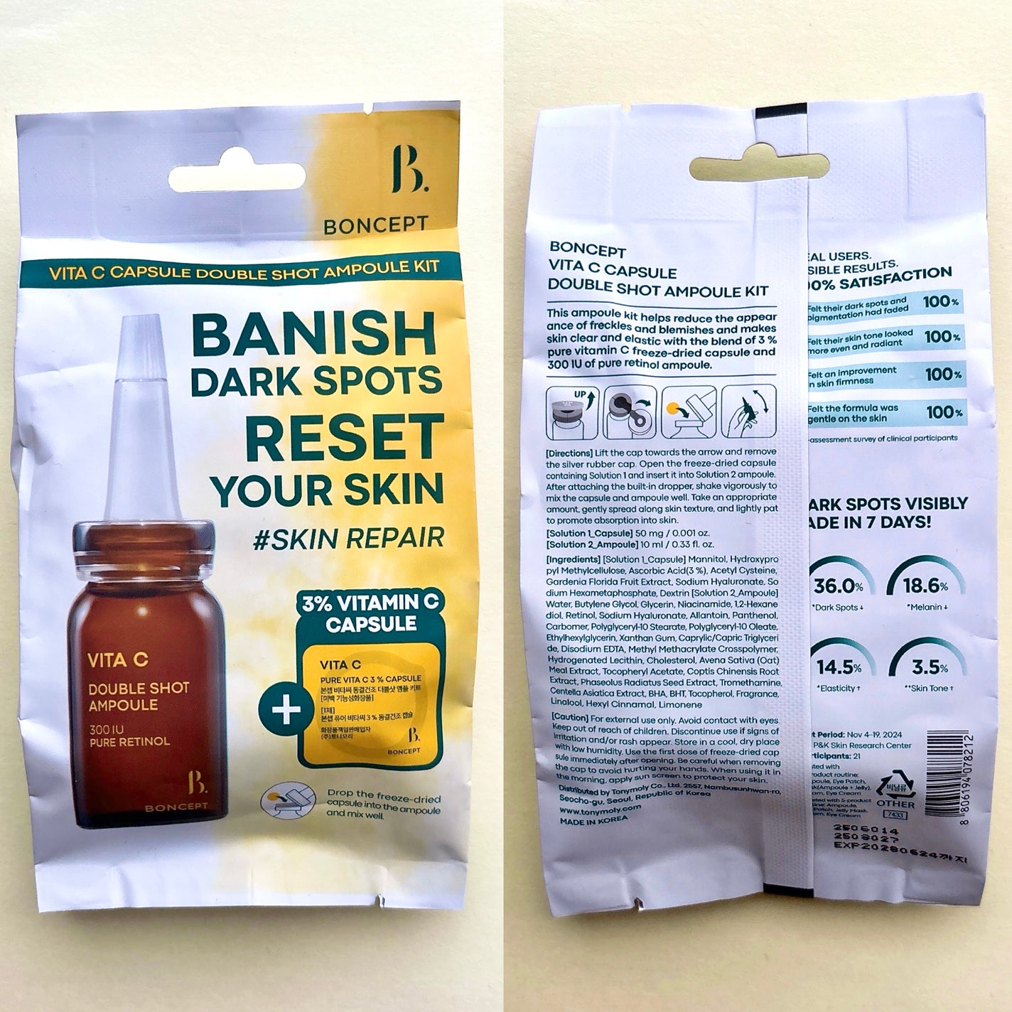 ビタC凍結乾燥ダブルショットアンプルキット/BONCEPT/美容液を使ったクチコミ(4枚目)