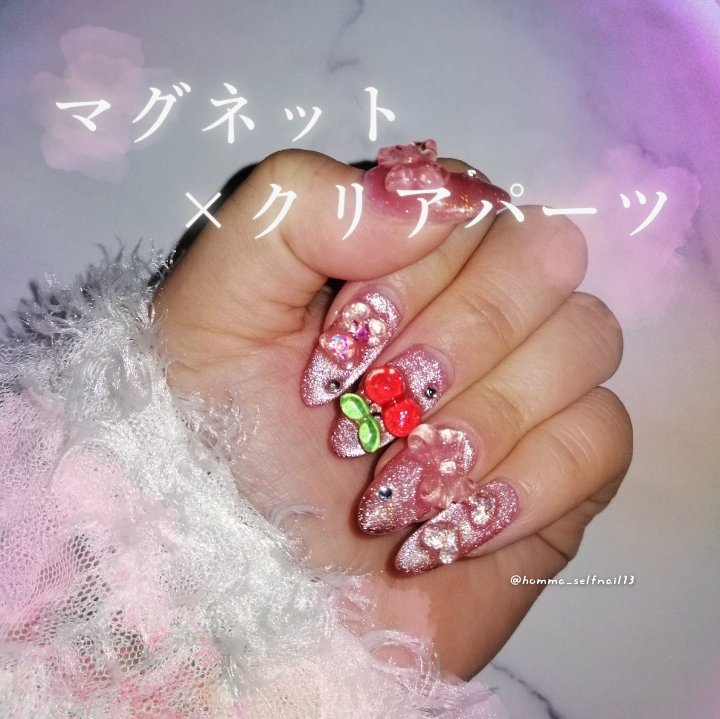 #セルフネイル,#ジェルネイル,#ネイル,#プチプラネイル,#100均ネイル,#マグネットネイル,#クリアネイル,#簡単ネイル,#ギャルネイル,#ニット映えネイルのネイルデザイン