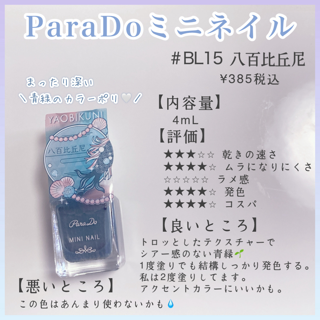 ミニネイル BL15 八百比丘尼/パラドゥ/マニキュアを使ったクチコミ（1枚目）
