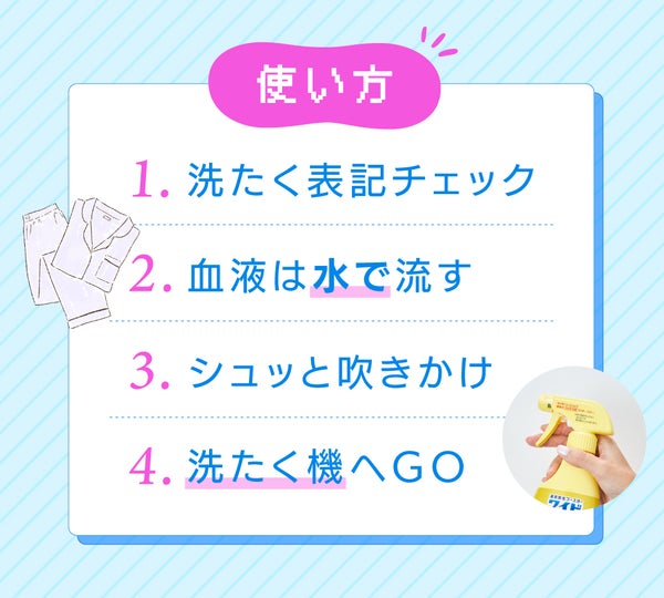【簡単】経血汚れの落とし方。ラクに生理を乗り越えたい!みんなのお助け衣料用漂白剤の画像
