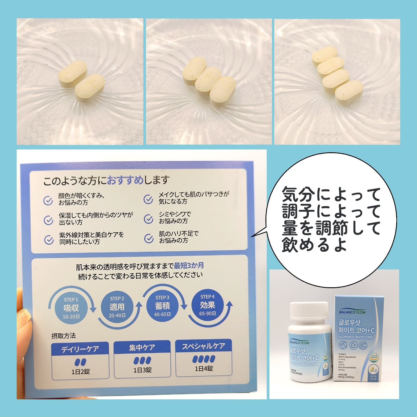 グローショット ホワイトコア+C/Balance Flow/美容サプリメントを使ったクチコミ（3枚目）