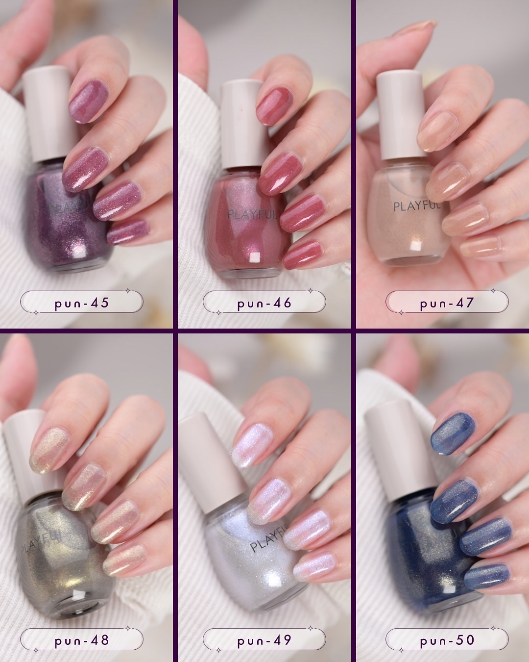 💅
2025 AW
PLAYFUL｜emotional gleam sky

▶︎ 「プレイフルアップデートネイル」
【pun-45】シークレットパープル Secret Purple
【pun-46】ローズマター Rose Madder
