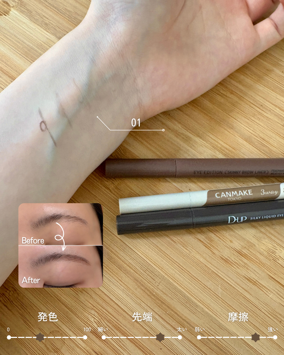 エテュセ アイエディション(スキニーブロウライナー)/ettusais/リキッドアイブロウを使ったクチコミ（3枚目）