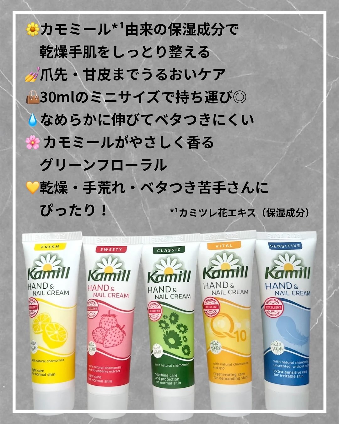 ハンド＆ネイルクリームミニ 企画セット30ml*5/カミール/その他キットセットを使ったクチコミ（3枚目）