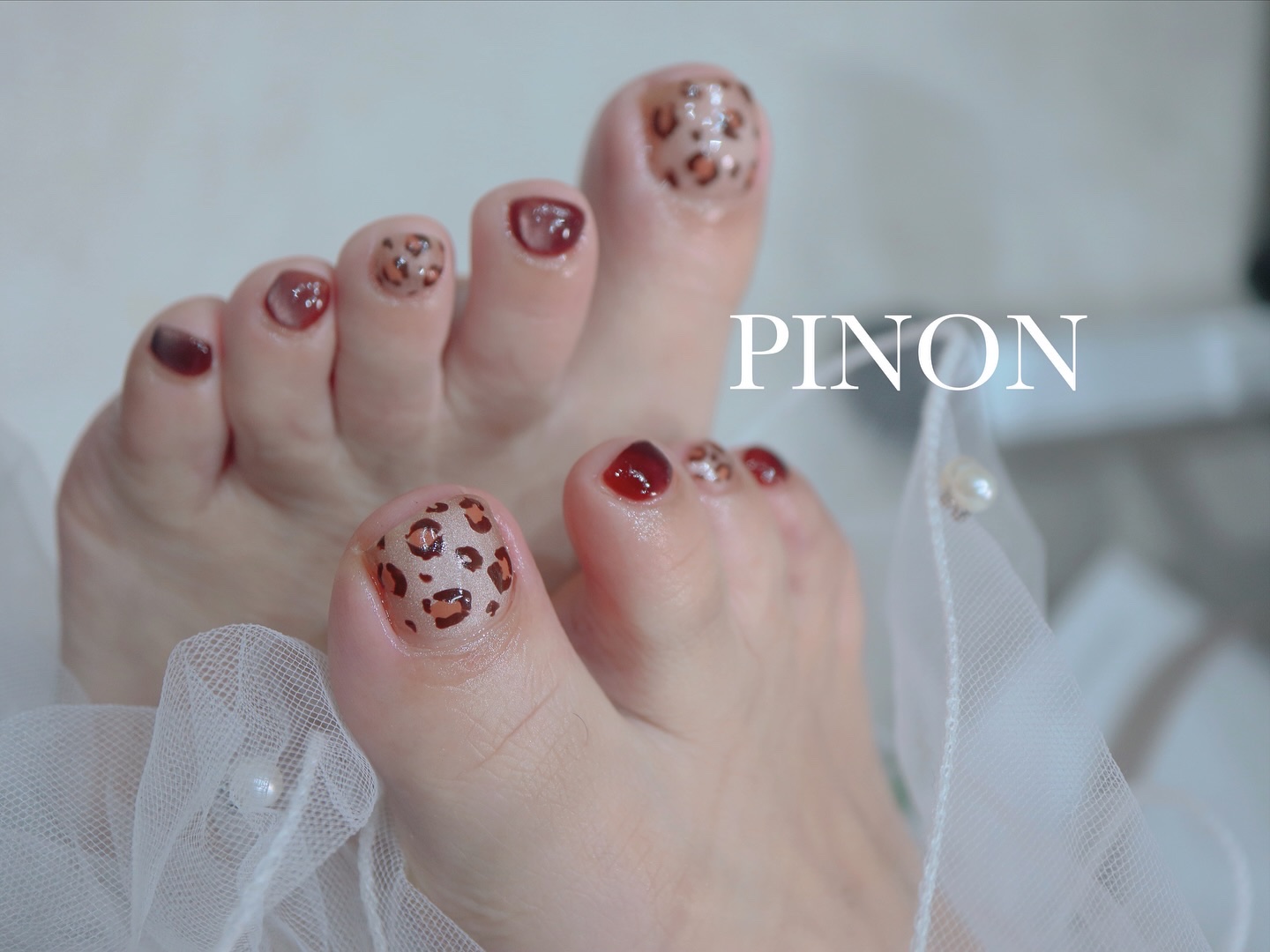 #冬ネイル,#フッドネイル,#レオパードネイル,#マグネットネイルのネイルデザイン