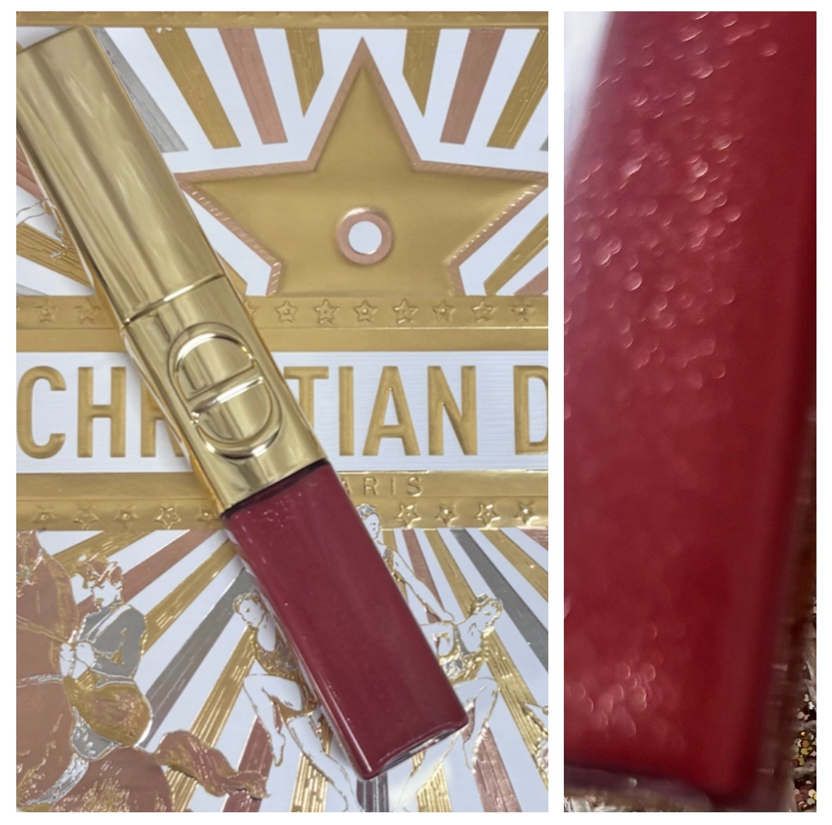 Dior
ホリデー限定品

720番をひとまず購入しました
かなり濃いめのピンクでゴールドラメが輝きます

塗ったばかりはやや乾燥しますが、今回はグロス付きなので良いですね
グロスとの相性がいいのか、時間を置いても乾燥を感じませんでした！す