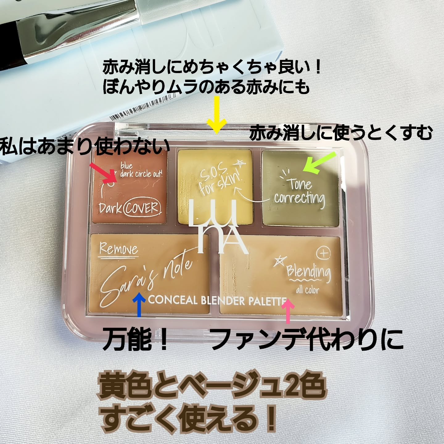 コンシールブレンダーパレット/LUNA/パレットコンシーラーを使ったクチコミ（2枚目）