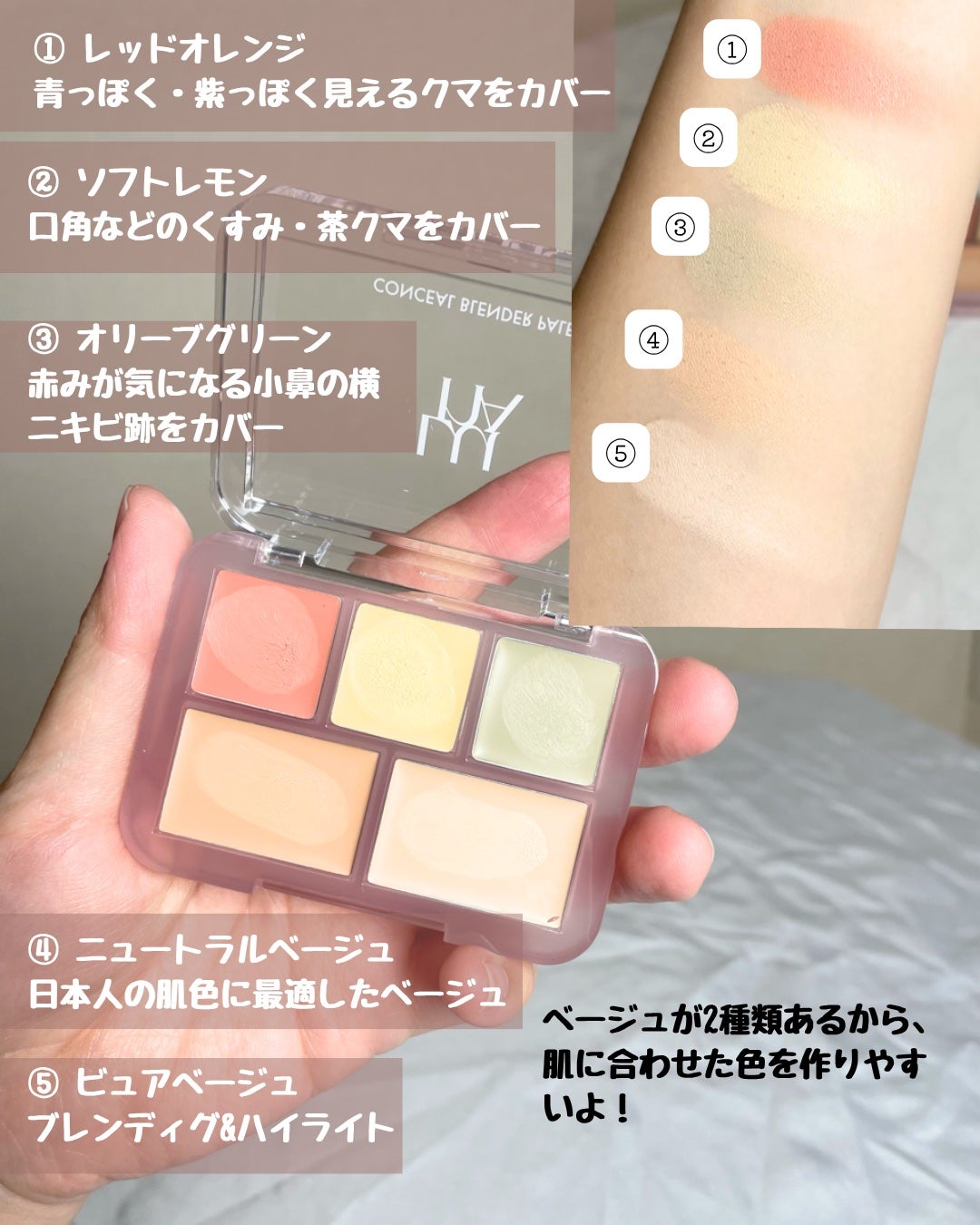 コンシールブレンダーパレット/LUNA/パレットコンシーラーを使ったクチコミ(3枚目)