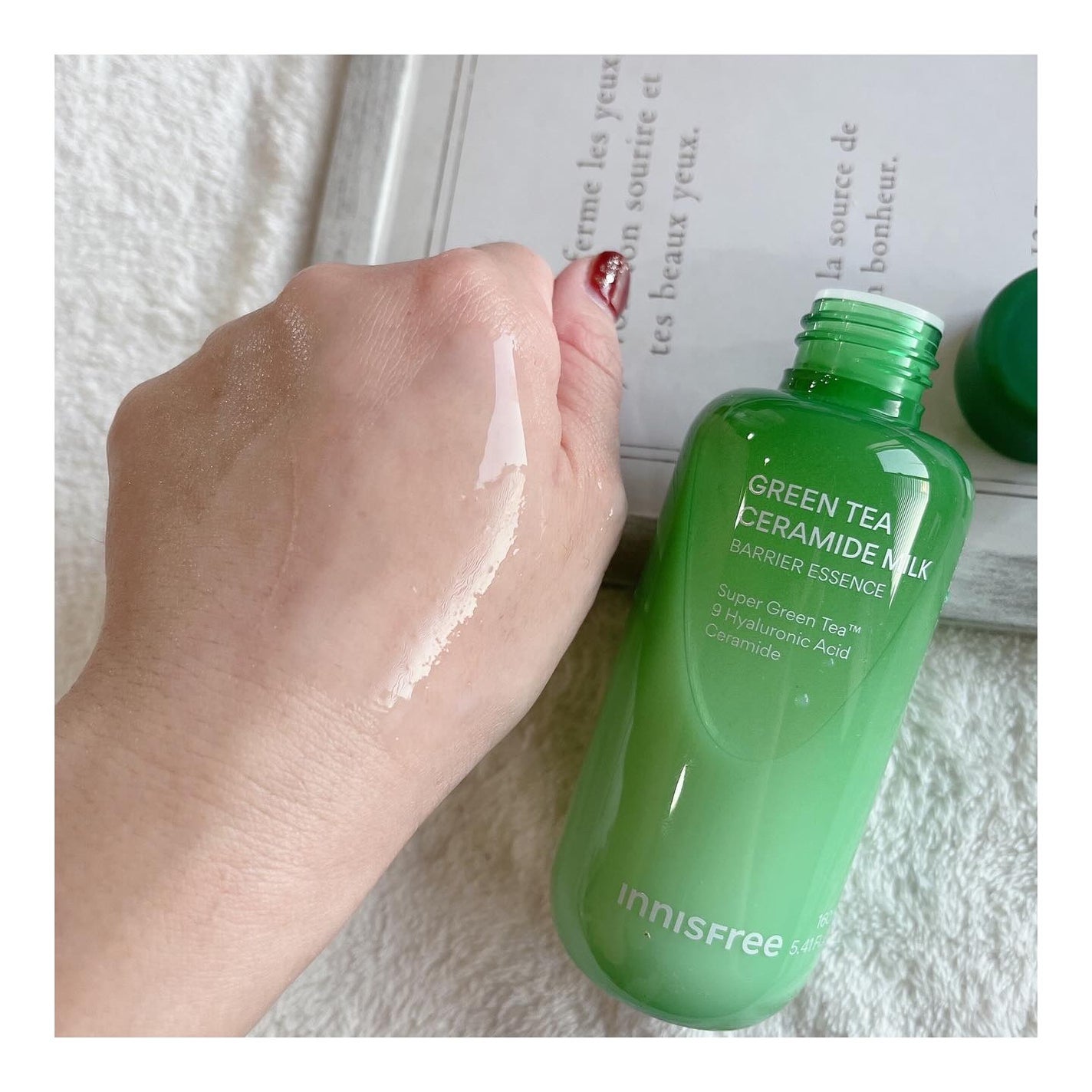 グリーンティー セラミド ミルク エッセンストナー/innisfree/化粧水を使ったクチコミ(4枚目)