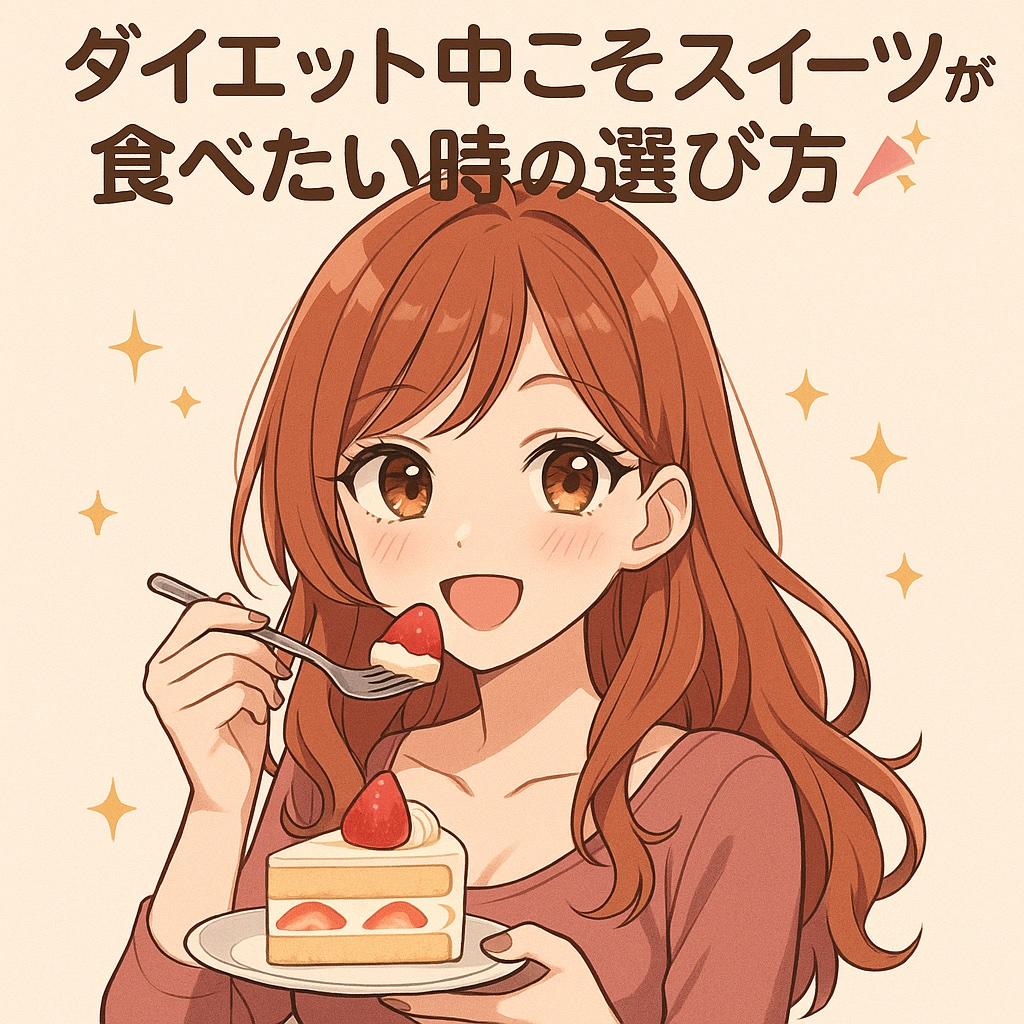 ダイエット＝甘いものNG？そんなことないよ！
無理な我慢は逆効果だから、ちゃんと選べば大丈夫🤍

【OKな選び方】
✔ 和菓子（脂質少ない◎）
✔ カカオ70％以上のチョコ（※甘くないから溶かしてラカントを加えて食べるのおすすめ）
✔ プ