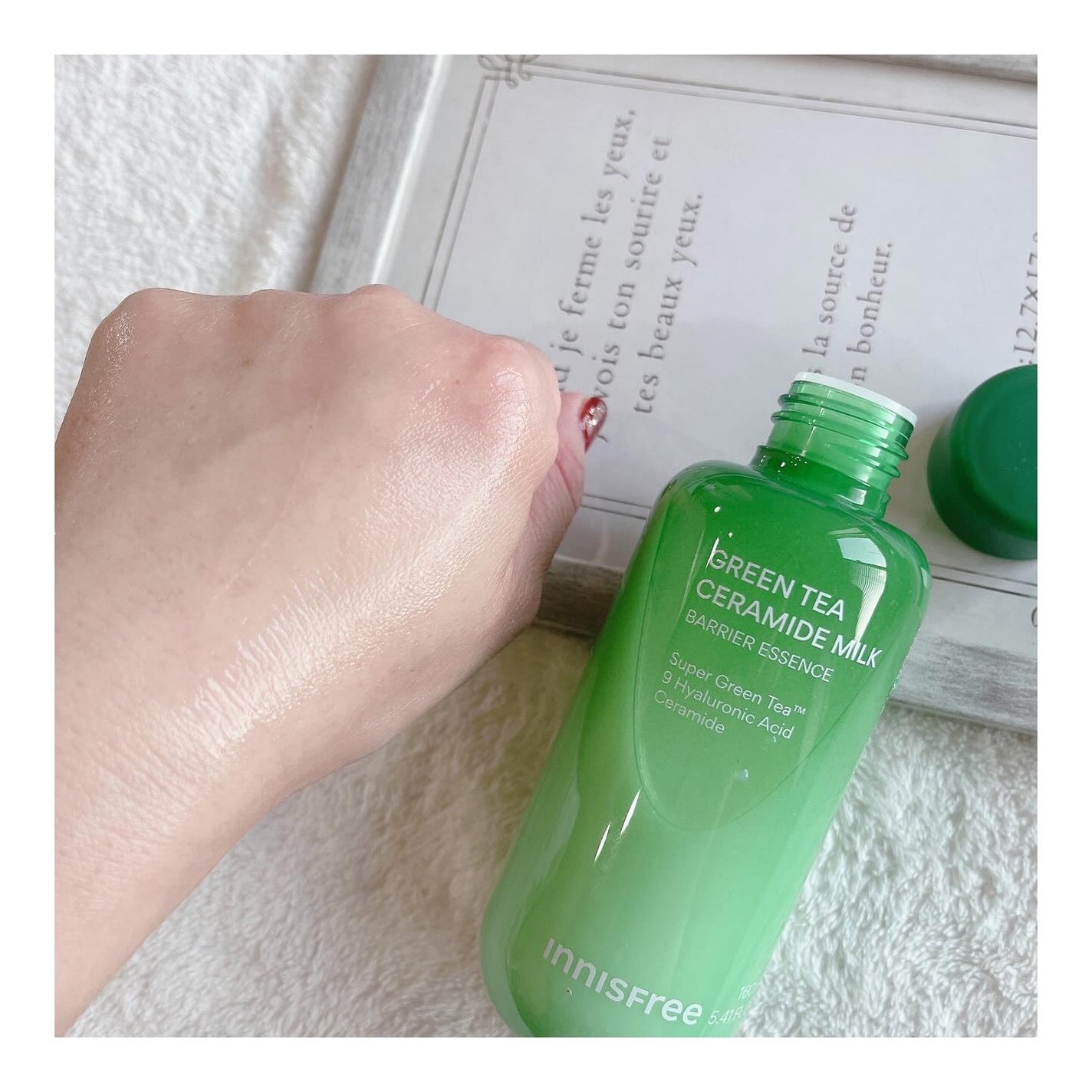 グリーンティー セラミド ミルク エッセンストナー/innisfree/化粧水を使ったクチコミ(5枚目)