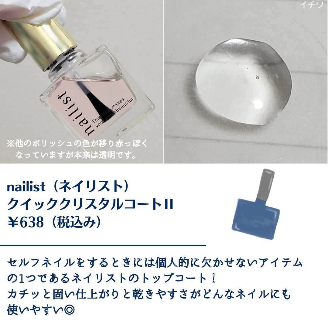 クイッククリスタルコートⅡ/ネイリスト/ネイルトップコートを使ったクチコミ（2枚目）