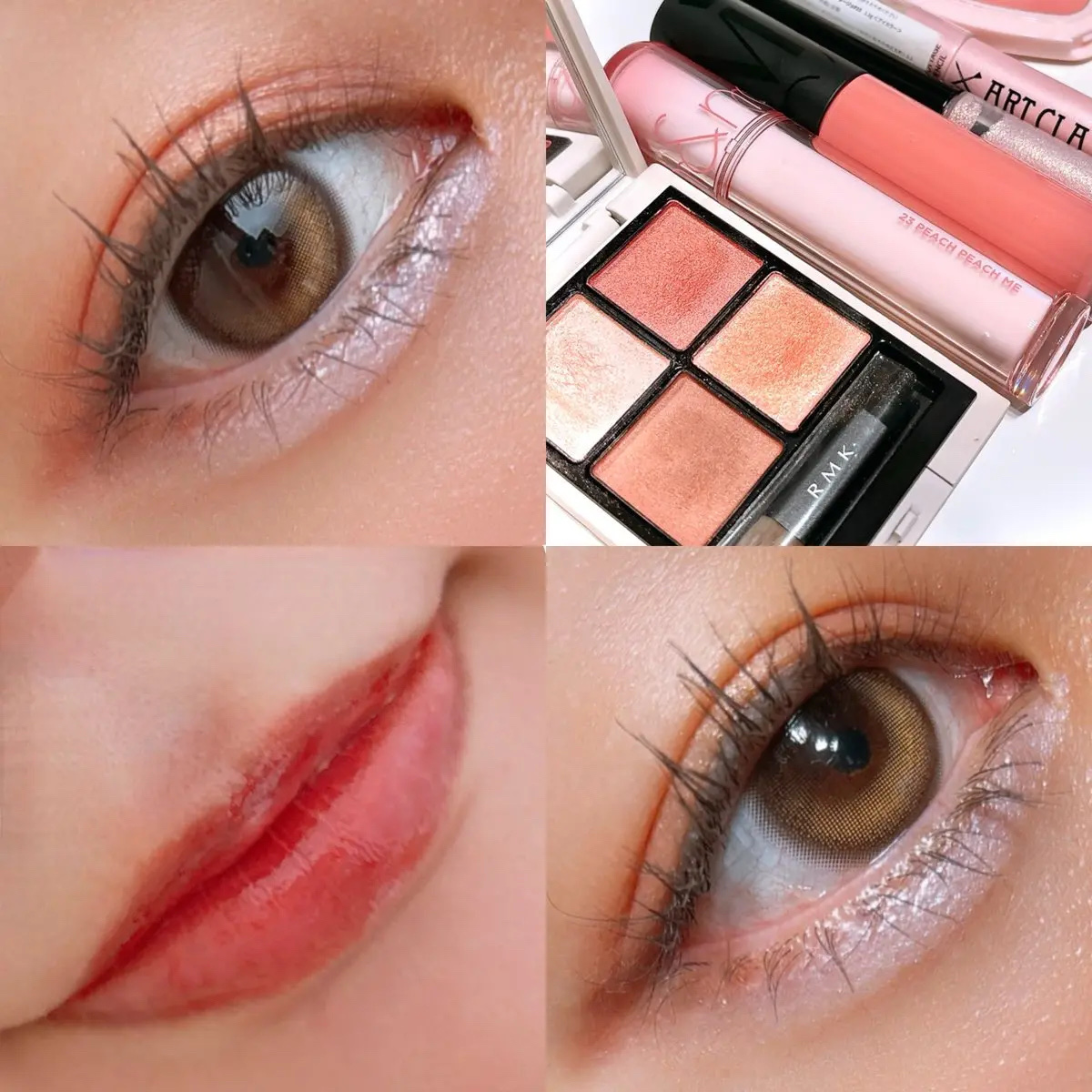 🍺🍷🥂#今日のメイク
ディライトフル、私のまぶたに塗ると
ブラウンぽくなるんだ〜🍂💗
（左下のブラウンは目尻にしか塗ってないよ）

涙袋とアイホールで色味がチグハグに
なったけど気にしない！😌♡

#ブラウンで魅せる目もと 