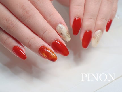 shino on LIPS 「simplecourseべっ甲ネイル☺︎クリア感のあるカラー秋..」(2枚目)