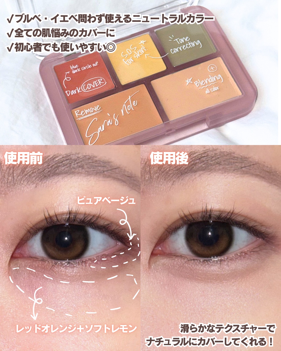 コンシールブレンダーパレット/LUNA/パレットコンシーラーを使ったクチコミ（3枚目）