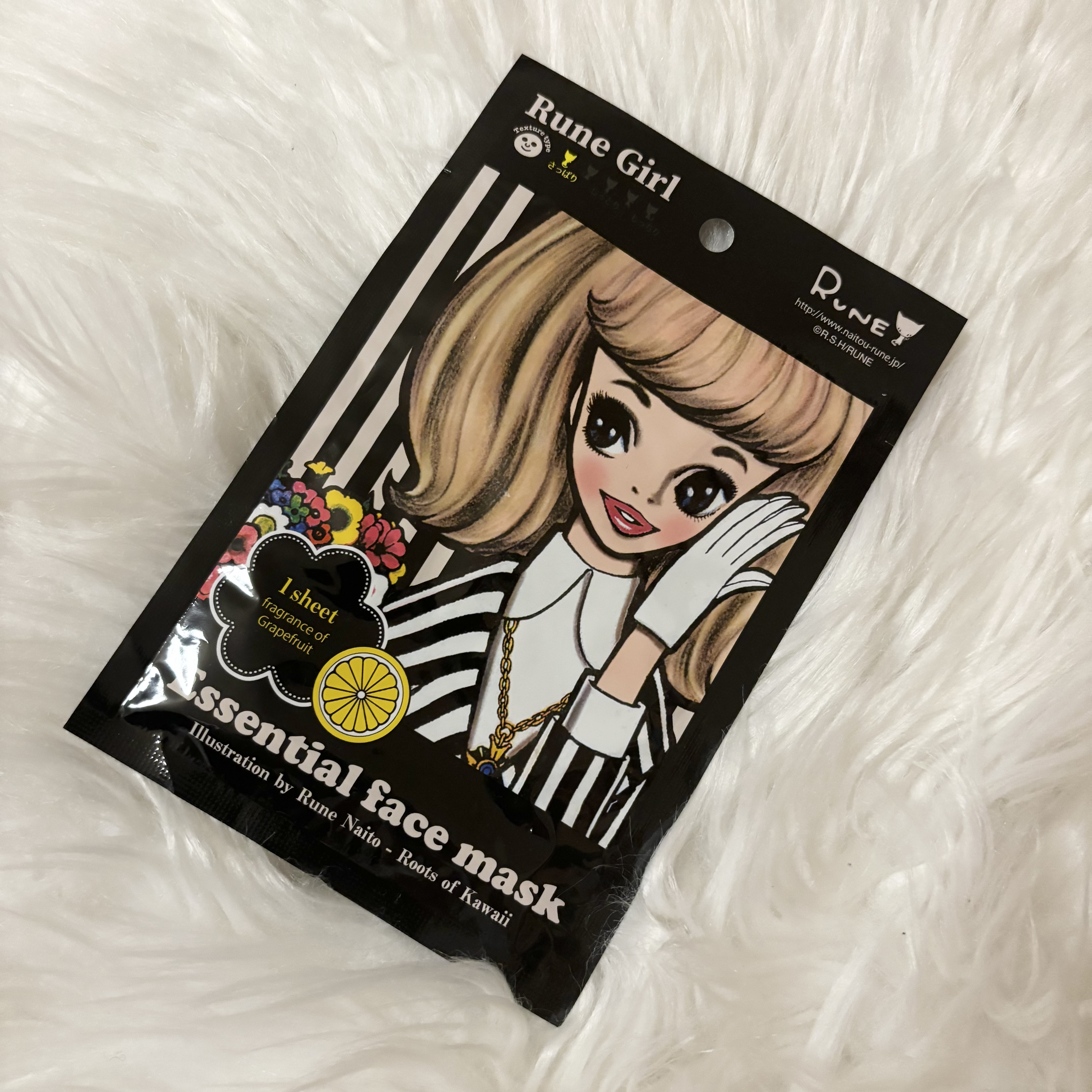 ジャパンギャルズ ルネフェイスマスク(さっぱり)のクチコミ「🖤ジャパンギャルズ：ルネフェイスマスク　さっぱり

Point
☑︎香りはグレープフルーツ
☑.....」（1枚目）