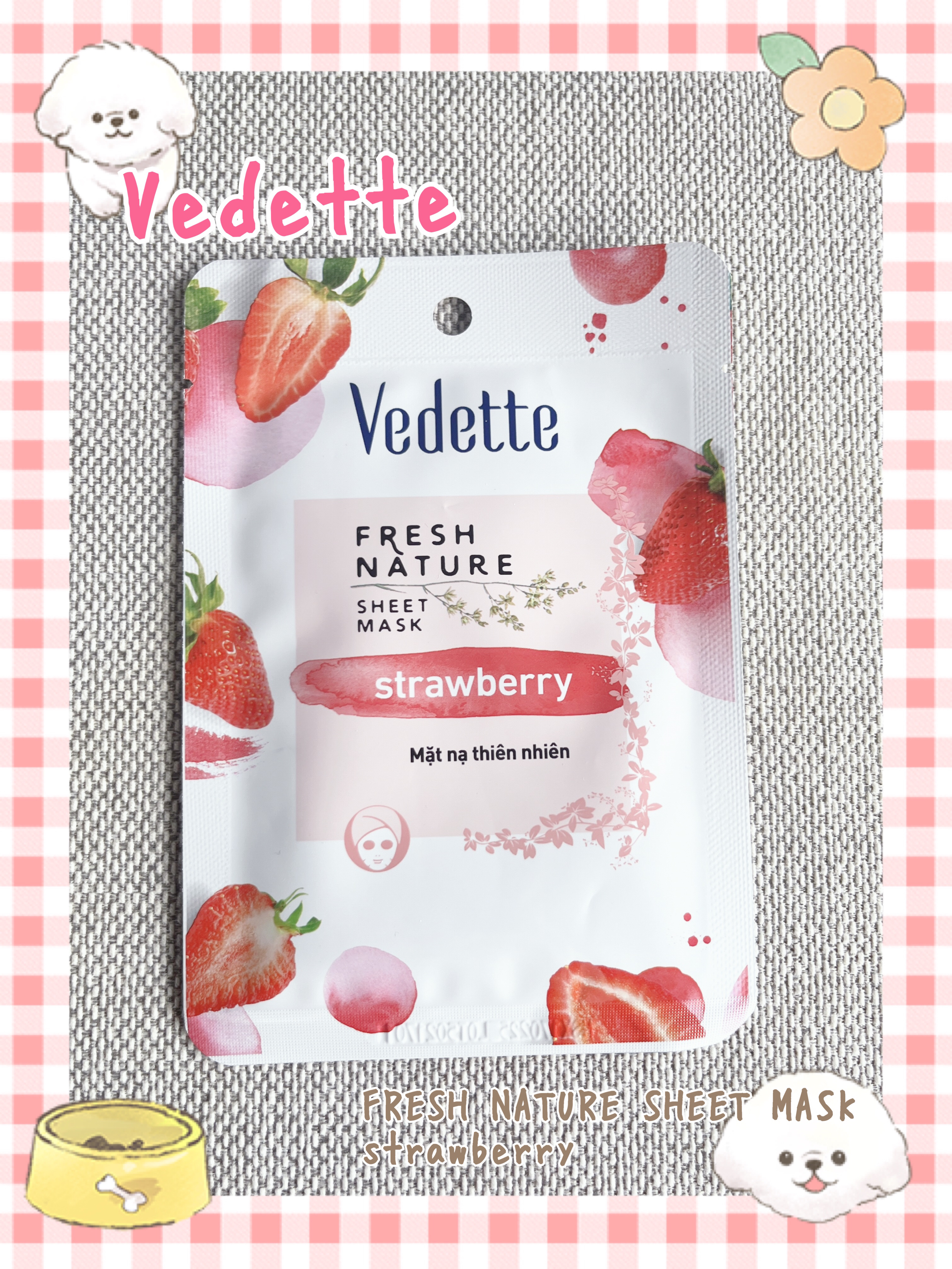乾燥＆敏感肌の私のマスクレビュー👸🪞no.244
✼••┈┈••✼••┈┈••✼••┈┈••✼••┈┈••✼
❤️Vedette FRESH NATURE SHEET MASK strawberry

ベトナム旅行に行った時に
購入した