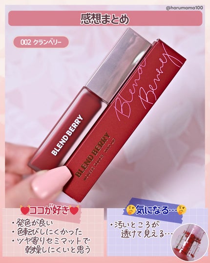 ムースタッチティントリップ /BLEND BERRY/リップティントを使ったクチコミ(6枚目)