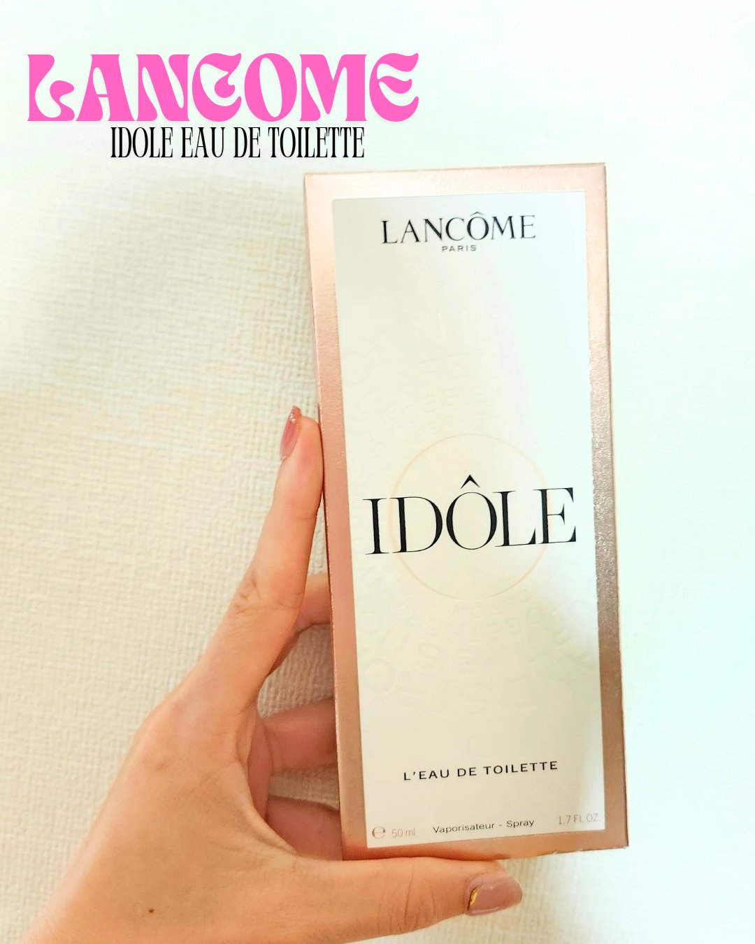 IDOLE EAU DE TOILETTEを、
いわゆる香水をアラサーにしてデビューしました！☺

緑茶など感じるとき際あったのですが
私としてはかなりエレガンスなローズを感じられて
香りの持続力としてもしっかり楽しめる長さになっていました
