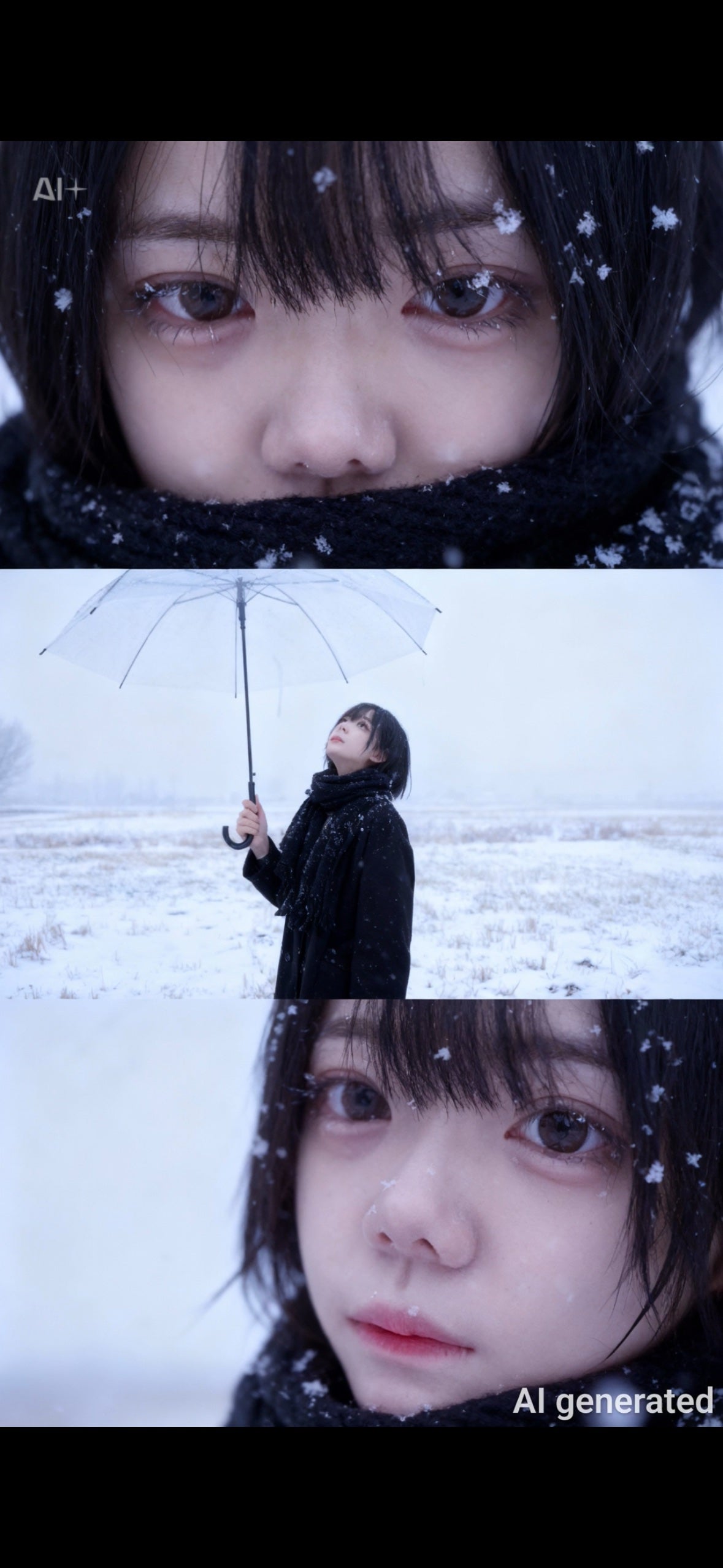 琥羽 on LIPS 「流行りのai加工!雪フィルター⛄️CapCutで無料でできます..」(1枚目)