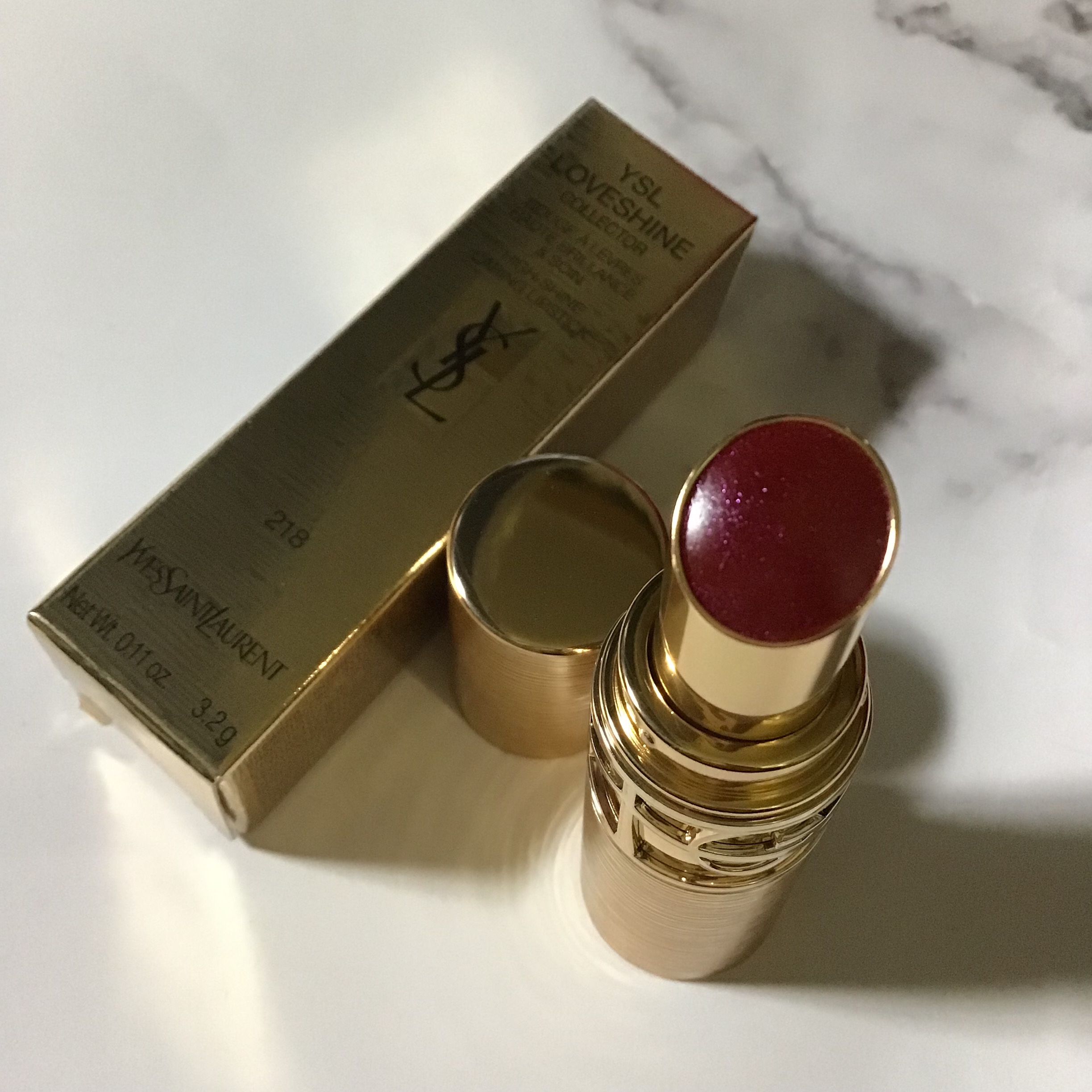 YSL ラブシャイン リップスティック No.218 ヴァイブラント ラズベリー＜コレクター＞/YVES SAINT LAURENT BEAUTE/口紅を使ったクチコミ（1枚目）