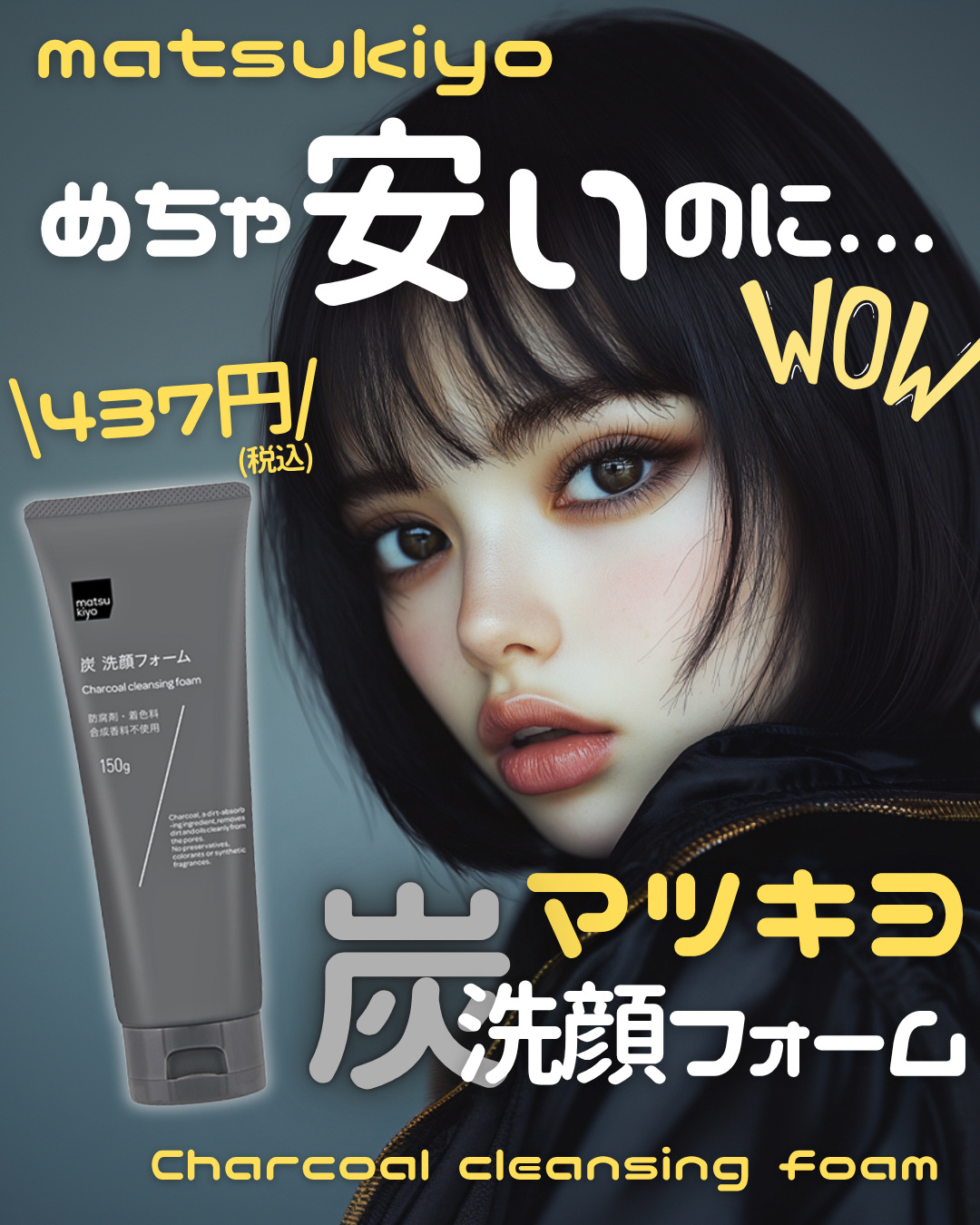 炭 洗顔フォーム/matsukiyo/洗顔フォームを使ったクチコミ（1枚目）