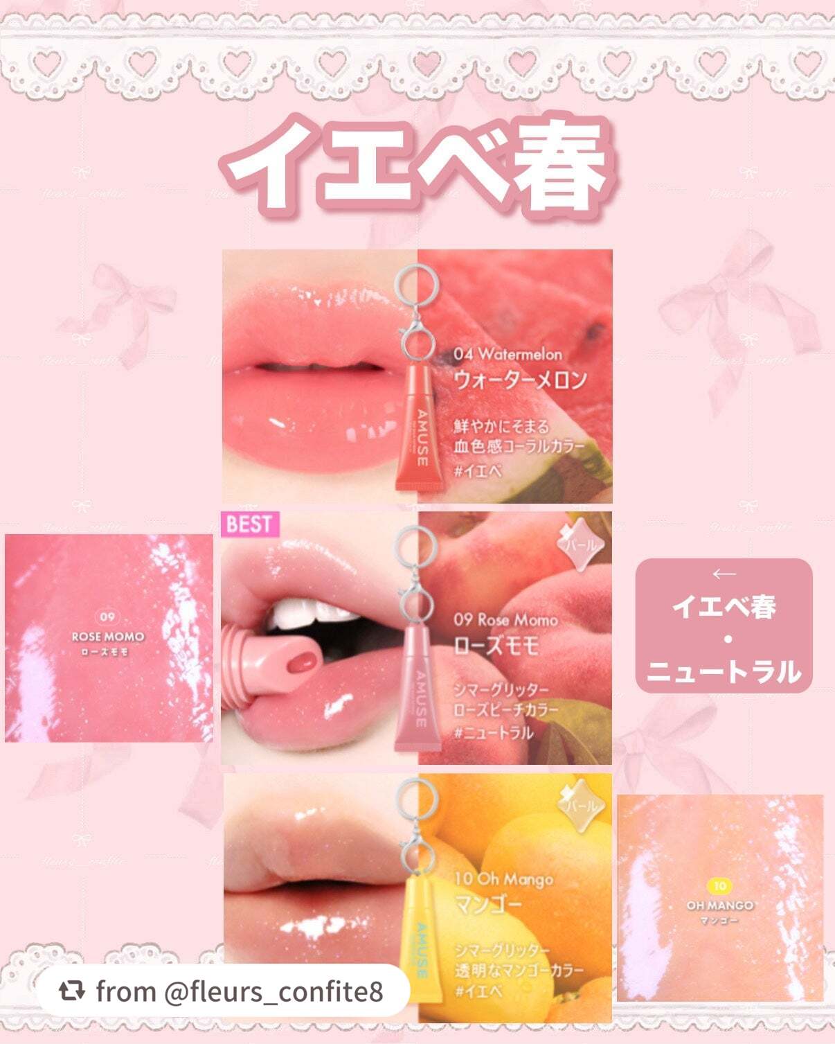 ケア/ティントバームキーリング/AMUSE/リップグロスを使ったクチコミ(2枚目)