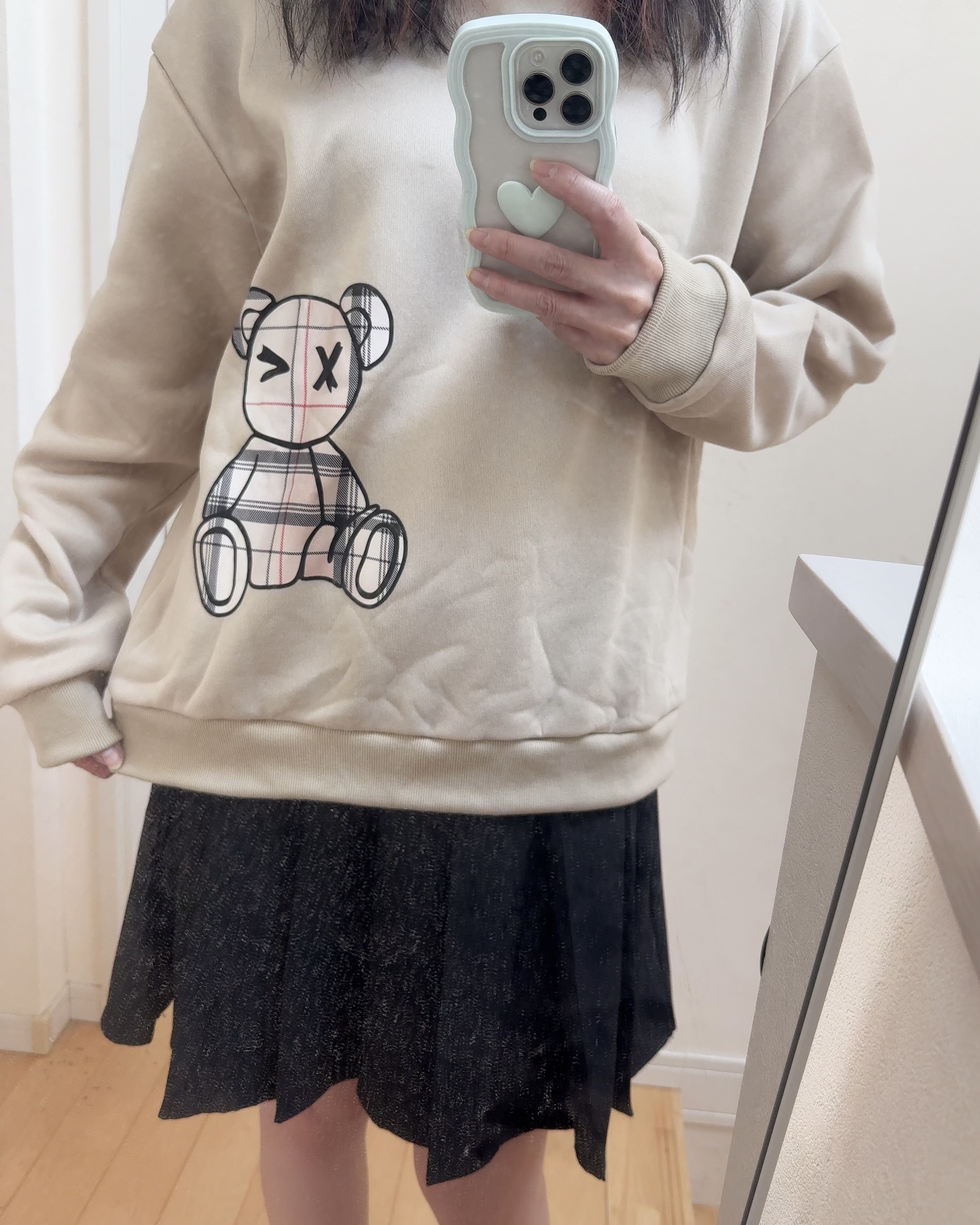 カジュアルベア柄フリース裏起毛パーカー/SHEIN/その他を使ったクチコミ（2枚目）