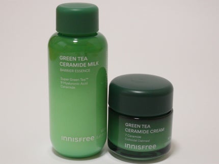innisfree グリーンティー セラミド バリア クリームのクチコミ「イニスフリーさんから出た
新しいミルク化粧水とバタークリーム🌿
🫧グリーンティー セラミド
.....」(1枚目)