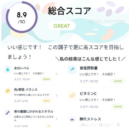 れあこすめ on LIPS 「\手軽に栄養状態を測定できる😯/栄養モニタリングサービス、Vi..」(4枚目)