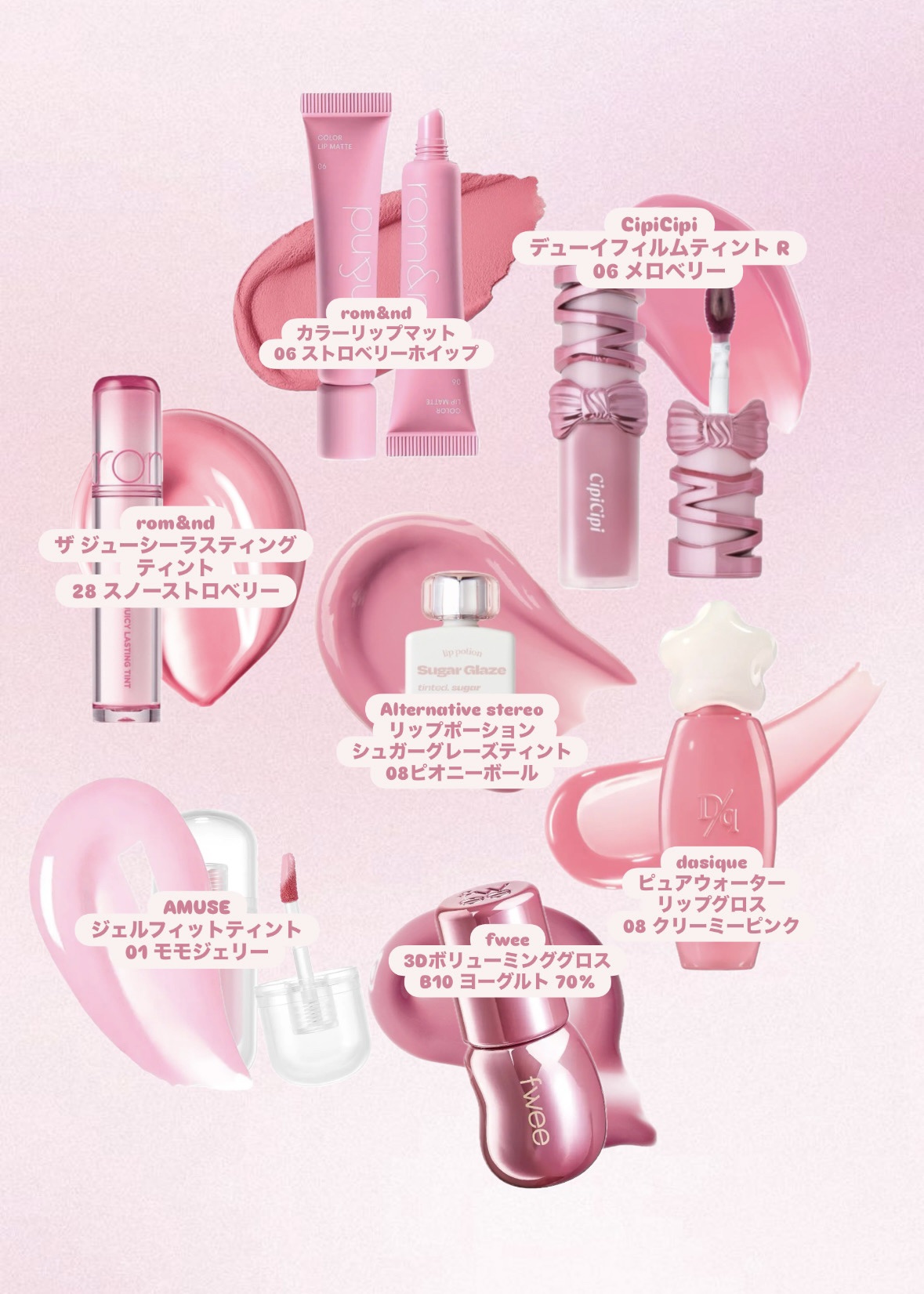 カラーリップマット 06 ストロベリーホイップ/rom&nd/口紅を使ったクチコミ（2枚目）