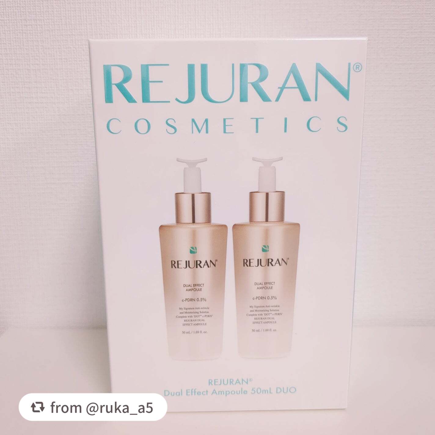 【ruka_a5さんから引用】

“REJURAN COSMETICS デュアル エフェクト アンプル

SNSで評判の良さを見て気になって
韓国の免税店で購入しました。

シルバーと迷っていたら、店員さんには
これから秋冬の季節にはゴール